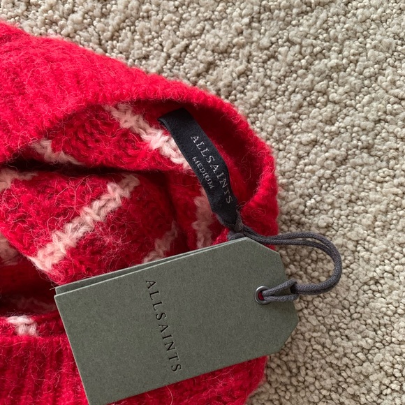 Allsaints Renne red/peach stripe sweater/jumper— brand new with tags! - Picture 2 of 7